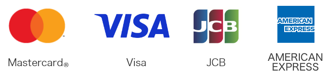 Mastercard、Visa、JCB、AMERICAN EXPRESS